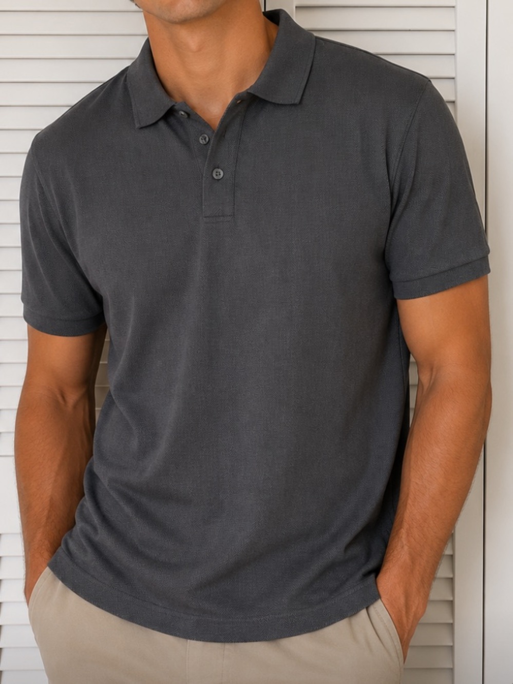Men's Gray Banana Republic Polo Shirt (Luxe Touch Performance Fabric)